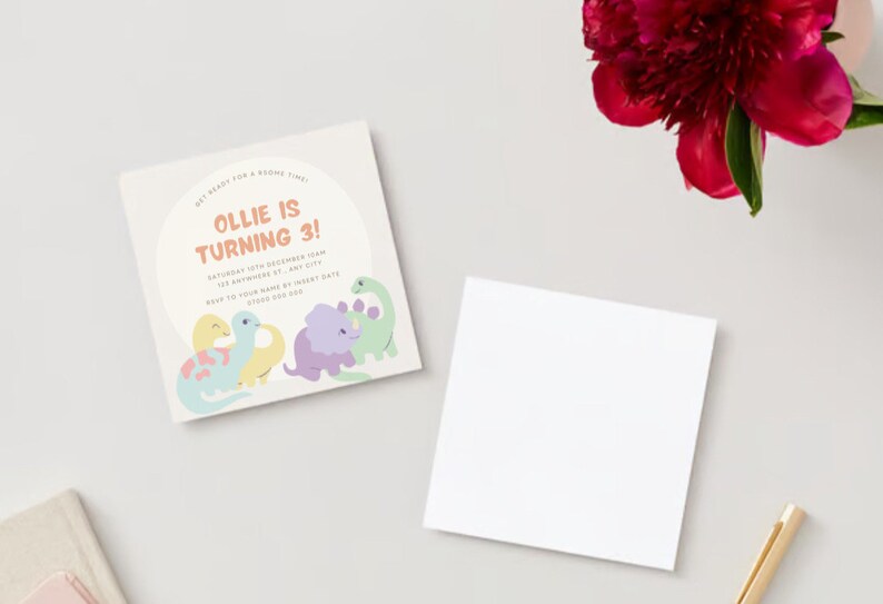 Editable Dinosaur Birthday Invitation | Digital Download | Customizable ...