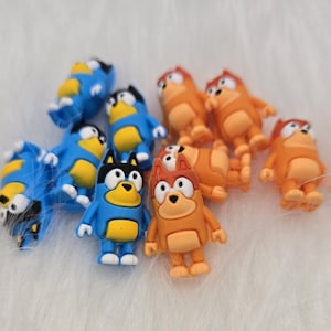 3D Focal Beads, Blue Dog Sister Focal Bead, Orange Dog Sister Focal Bead, Dog Focal Beads, Beads for Pens, Character Bead, Cartoon Beads