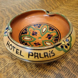 Vintage Hotel Palais Jamai Fes, Morocco Pottery Ashtray