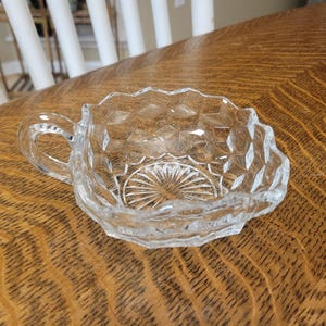 Vintage Fostoria American square clear glass dish with handle