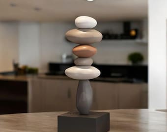 Modern Art Stone Sculpture Feng Shui Decor Wine Cabinet Decor for Living Room
