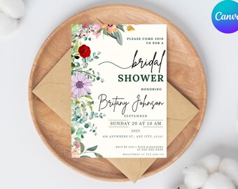 Floral Bridal Shower Invitation Template (Digital Download)