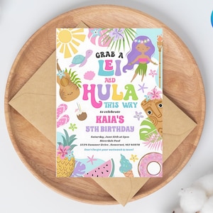 Luau-verjaardagsuitnodiging, Luau-feestuitnodiging, Luau-uitnodiging, Hawaiiaanse verjaardagsuitnodiging, Hawaiiaanse uitnodiging Bewerkbare Luau-uitnodiging