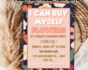 Editable Divorce Party Invitation Template: Canva DIY (Digital Download, 5x7 PDF)