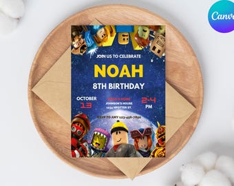 Roblox Geburtstagseinladung: Bearbeitbare Spielparty einladen (Digitaler Download)
