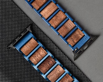 FREE ENGRAVED Men’s Wooden Apple Watch Band – Stainless Steel & Natural Wood Strap | Gift for Him, Birthday or Anniversary