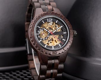 FREE Automatic Engraved Luxury Wooden Watch - Presents for him, boyfriend, men, dad, father, wooden watches for men, wood watch men presents