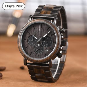 GRATIS gepersonaliseerd gegraveerd houten horloge – perfect jubileumcadeau voor hem Bruidsjonkers, vriend of heren, speciale gelegenheden, herenhorloges