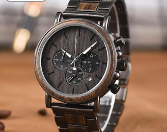 FREE Personalized Engraved Wooden Watch – Perfect Anniversary Gift for Him Groomsmen Boyfriend or Men's Special Occasion, Father Men Watches