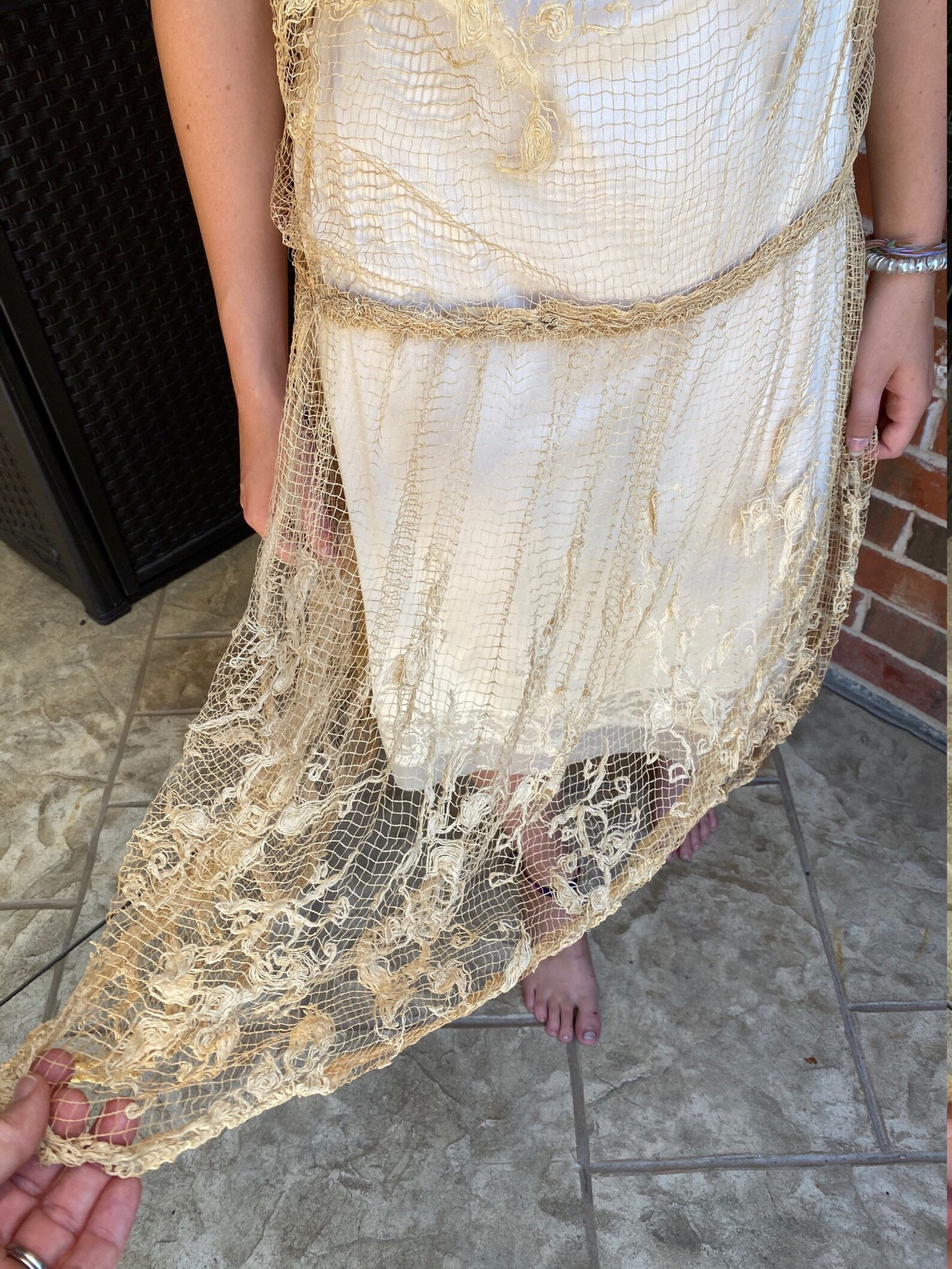 Sale 1920s Ecru Lace Net Darning Dress Filet Lace Delicate Etsy