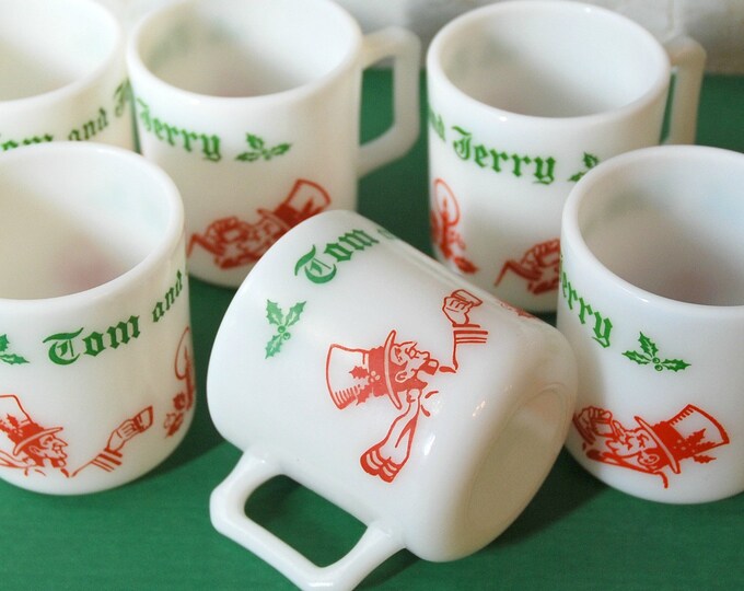 Tom & Jerry Milk Glass Christmas Mugs From 1940's and 50's Set of 6 - Etsy
