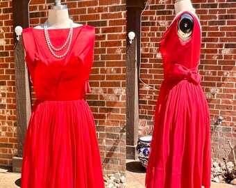 SALE 1960s Mr. Mort Party Dress Prom Fire Engine Cherry Red Valentines Day