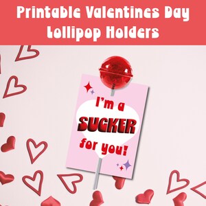 Printable Valentine&#39;s Day Lollipop Holder Card | For Parties, Events, and Holidays | Classrooms, Schools, Kids, Friends
