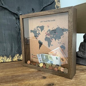 Travel Box, World Map Pin, Memory Box, Piggy Bank, Traveller Gift, Gift ...