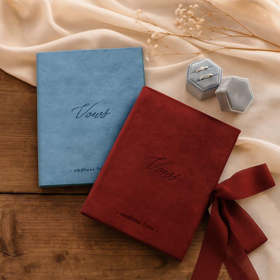 Luxury Velvet Wedding Vow Book His & Hers Bride Groom