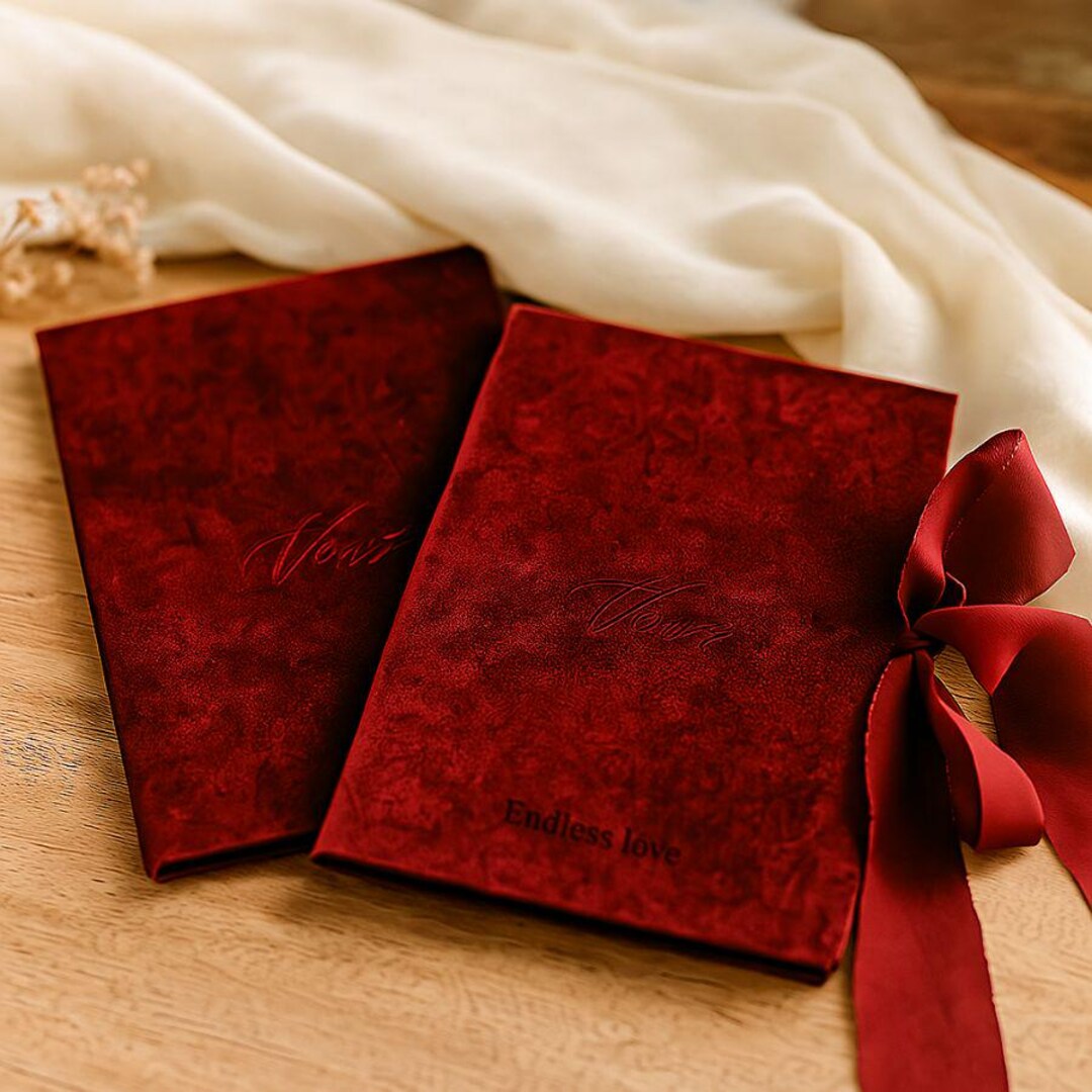 Wedding Vow Book, Luxury Velvet Vows Books, His and Her