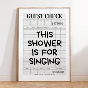 This Shower Is For Singing Bathroom Print Funny Toilet Trendy Bathroom Wall Art Funny Bathroom Black Guest Check Print DIGITAL Download