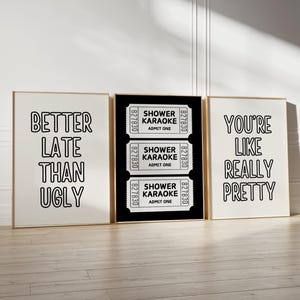 Funny Toilet Print Set of 3 Trendy Bathroom Wall Art Black Cute Quote Decor Printable Bathroom Art Shower Karaoke Print DIGITAL Download