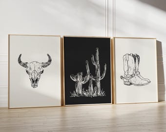 Retro Western Art Prints: Wild West Home Decor Set (Digital Download)
