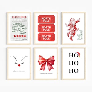 Christmas Wall Art Set Of 6 Cute Christmas Decor Trendy Funny Holiday Wall Art Winter Print Rudolph Wall Decor Merry Christmas DIGITAL