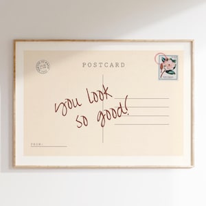 Vintage postkaartposter trendy horizontale print appartement muurkunst schattig girly retro muurkunst postkaart print digitaal