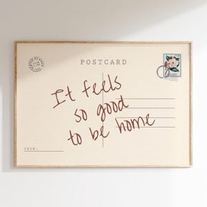 C'est si bon d'être à la maison, affiche de carte postale vintage, impression horizontale tendance, art mural d'appartement, art mural rétro girly mignon, numérique