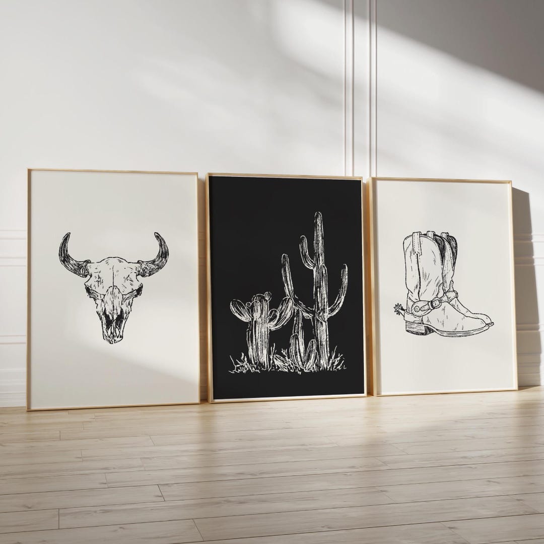Retro Western Art Prints: Wild West Home Decor Set (digital Download ...