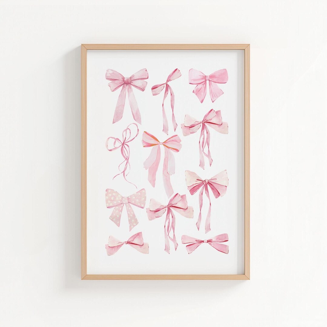 Pink Bows Wall Art Print: Coquette Room Decor (digital Download) - Etsy