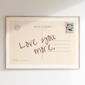 Love You More print vintage postkaart poster trendy horizontale print appartement muur kunst schattig girly retro muur kunst preppy muur decor digitaal