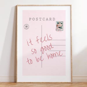 Affiche vintage de carte postale, il se sent si bon d'être à la maison, impression de carte postale tendance, art mural d'appartement, art mural rétro girly mignon, numérique