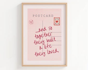 Póster de postal vintage: Arte romántico para la pared, imprimible para el Día de San Valentín, lámina moderna para la pared del dormitorio (descarga digital)