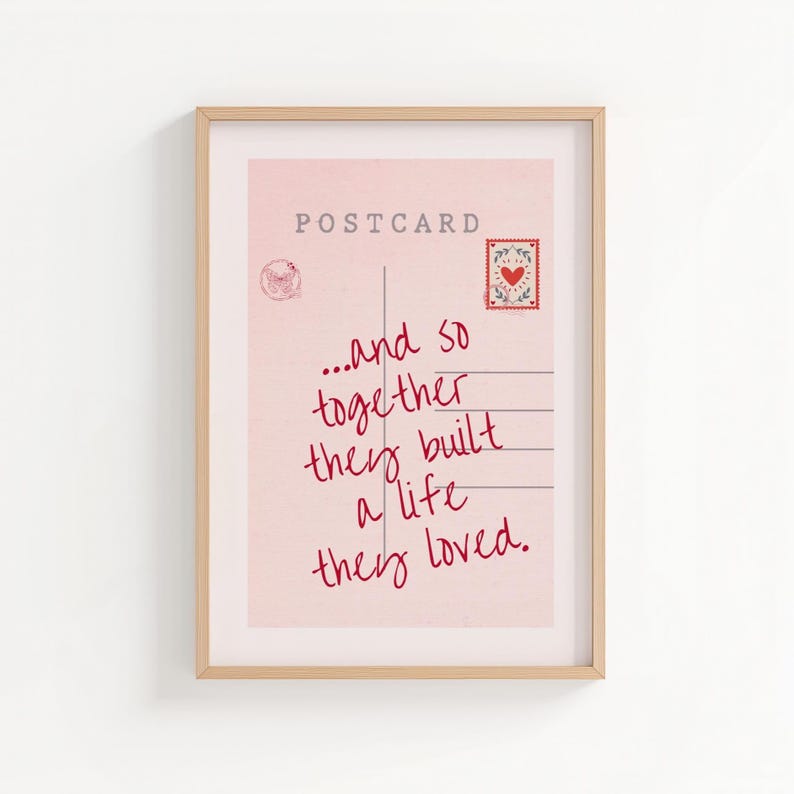 Póster de postal vintage: arte romántico para pared, imprimible para San Valentín, impresión moderna para dormitorio (descarga digital) imagen 1