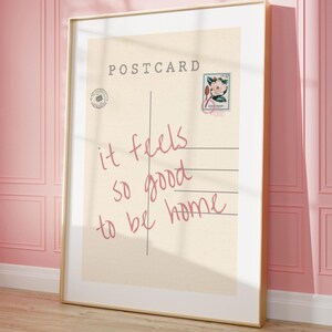 It Feels So Good To Be Home Vintage Postkarte Poster Trendy Postkarte Druck Wohnung Wandkunst Süß Girly Retro Wandkunst DIGITAL