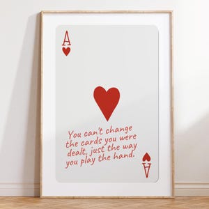 Trendy Ace Card Print Rode Harten Aas Print Esthetische Speelkaart Poster Preppy y2k Room Decor Girly DIGITALE DOWNLOAD
