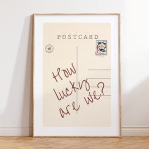 Nous avons de la chance, affiche de carte postale vintage, impression rétro tendance, art mural d'appartement, art mural rétro girly mignon, téléchargement numérique