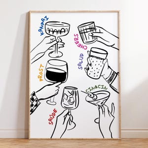 Cheers Print Bar Cart Decor Trendy Wall Art Drinks Wall Decor Kitchen Wall Art Bar Cart Accessories Glasses Drink Wall Art DIGITAL
