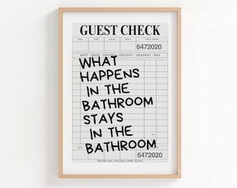 Funny Bathroom Art Print: Toilet Humor Guest Check (Digital Download)