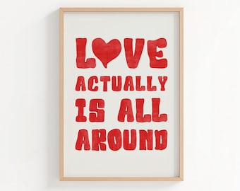 Impresión artística tipográfica "Love Actually": Póster retro de San Valentín (descarga digital)