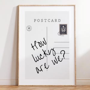 Nous avons de la chance, affiche de carte postale vintage, impression rétro tendance, art mural d'appartement, art mural rétro girly mignon, téléchargement numérique
