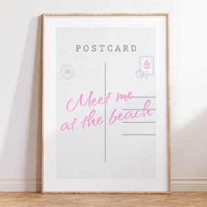 Meet Me at the Beach print ansichtkaart poster trendy zomer print beachy muurkunst zomer prints beachy decor kust muur kunst digitaal