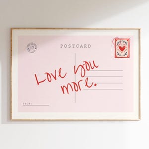 Love You More print vintage postkaart poster trendy horizontale print appartement muur kunst schattig girly retro muur kunst preppy muur decor digitaal