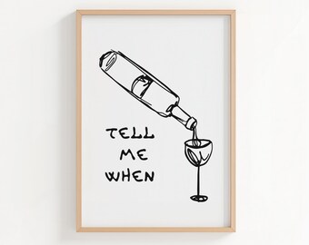 Impresión de carrito de bar vintage: Póster con frase divertida sobre vino (descarga digital)