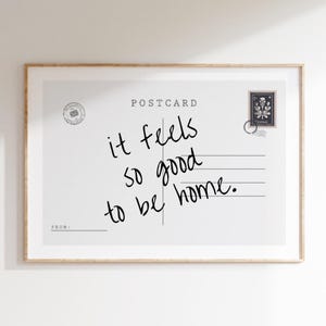 It Feels So Good To Be Home vintage postkaart poster trendy horizontale print appartement muur kunst schattig girly retro muur kunst digitaal