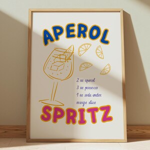 Aperol Spritz Print Vintage Bar Cart Decor Colourful Aperol Spritz Poster Kitchen Wall Art Bar Printables Art Drinks Wall Decor DIGITAL