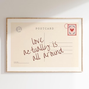 Liefde is echt overal vintage postkaartposter trendy horizontale print appartement muurkunst schattige girly retro muurkunst DIGITALE download