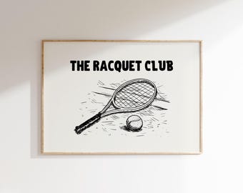 Vintage Tennis Racquet Print: Retro Sports Wall Art (Digital Download)