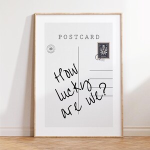 Nous avons de la chance, affiche de carte postale vintage, impression rétro tendance, art mural d'appartement, art mural rétro girly mignon, téléchargement numérique