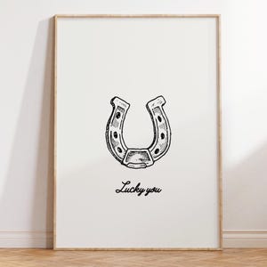 Western Print Horseshoe Poster Retro Western Wall Art Wild West Print Black Retro Home Decor Cowboy Art Print Lucky You DIGITAL Download