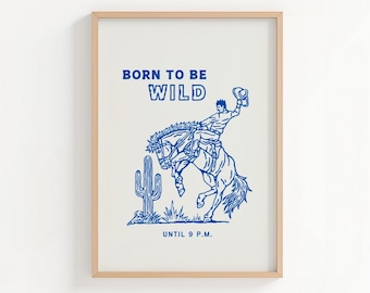Wild Horse Western Art Print: Minimalist Cowboy Wall Decor (Digital Download)
