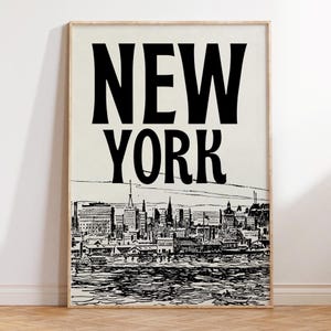 Impresión artística de Nueva York, arte de pared vintage de Nueva York, póster de viaje de moda de la ciudad de Nueva York retro, póster del paisaje urbano de Nueva York, decoración de Nueva York, descarga DIGITAL